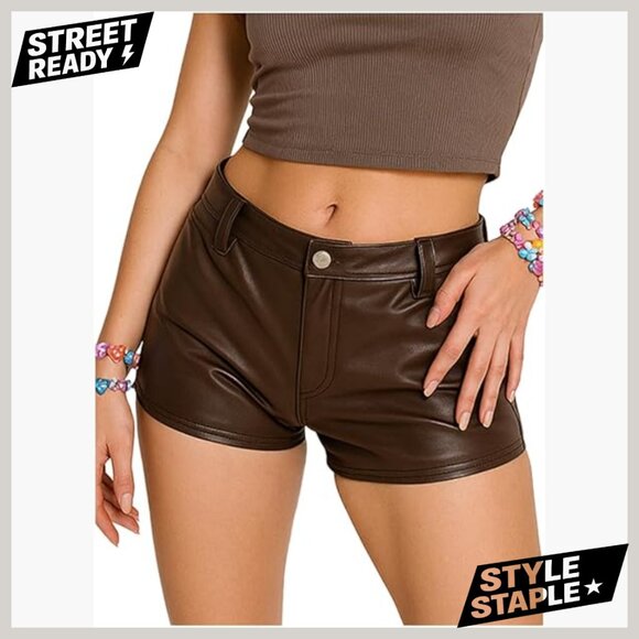 Other - Faux Leather Micro Shorts Low Rise Mini Rave Festival Club Outfit